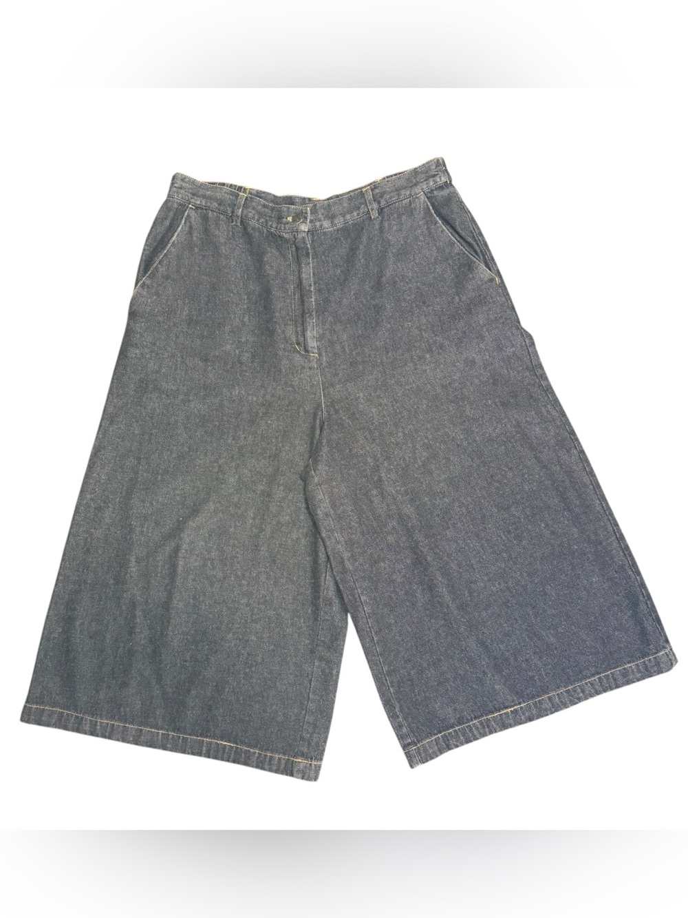 Vintage 90s Y2K Erena Denim Gaucho Shorts Size L Wide Leg Culottes 100% Cotton